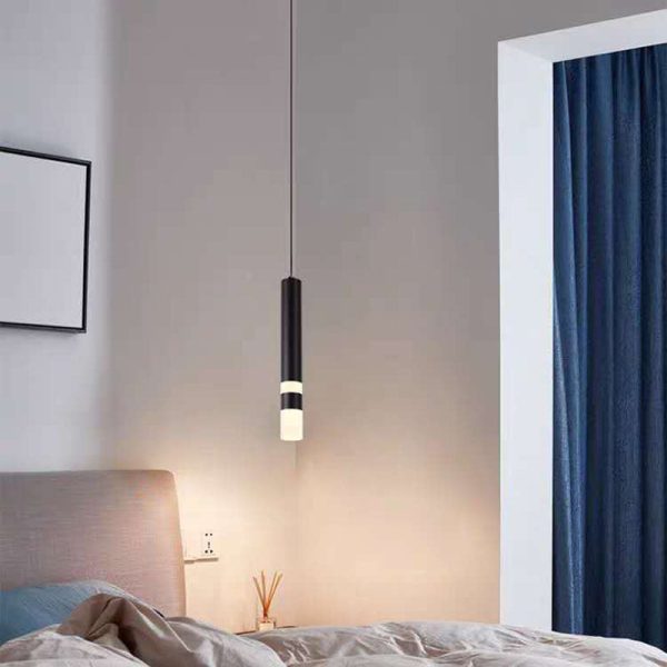 Modern Minimalist Cylinder Aluminum Acrylic LED Pendant Light For Bedroom - Image 3