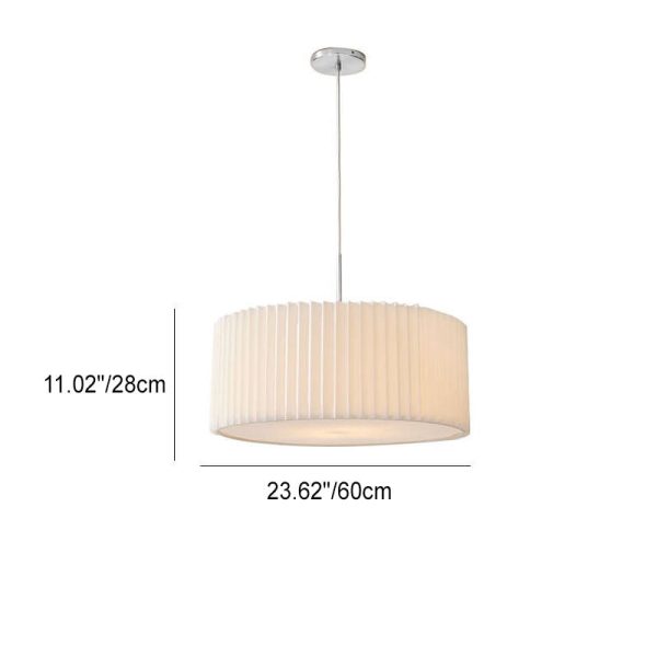 Nordic Minimalist Pleated PVC Fabric Drum Cone 1-Light Pendant Light - Image 8