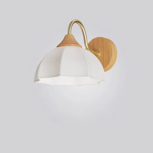 Nordic Striped Glass Round Log Wood 1-Light Wall Sconce Lamp - Image 5