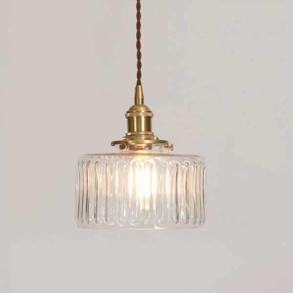 Japanese Vintage Brass Glass Round Jar 1-Light Pendant Light - Image 3
