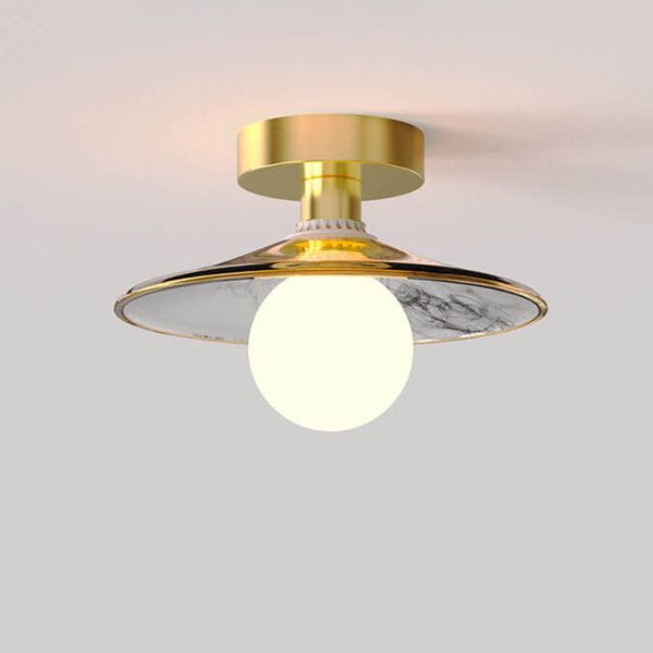 Modern Light Luxury Glass Flower Design Iron 1-Light Semi-Flush Mount Ceiling Light - Image 11