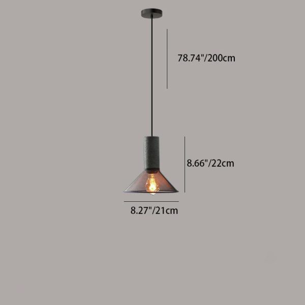 Contemporary Industrial Cylindrical Tapered Cement Iron 1-Light Pendant Light For Living Room - Image 5
