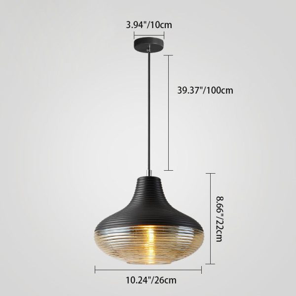 Contemporary Scandinavian Cylinder Oval Iron Glass 1-Light Pendant Light For Living Room - Image 9