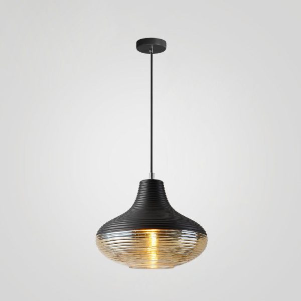 Contemporary Scandinavian Cylinder Oval Iron Glass 1-Light Pendant Light For Living Room - Image 16