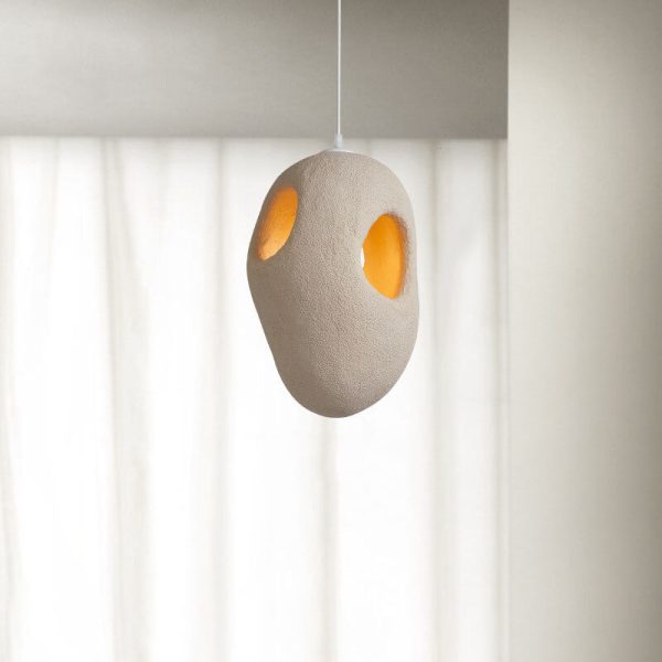 Japanese Wabi-sabi Resin Geometric Circle 1-Light Pendant Light - Image 6