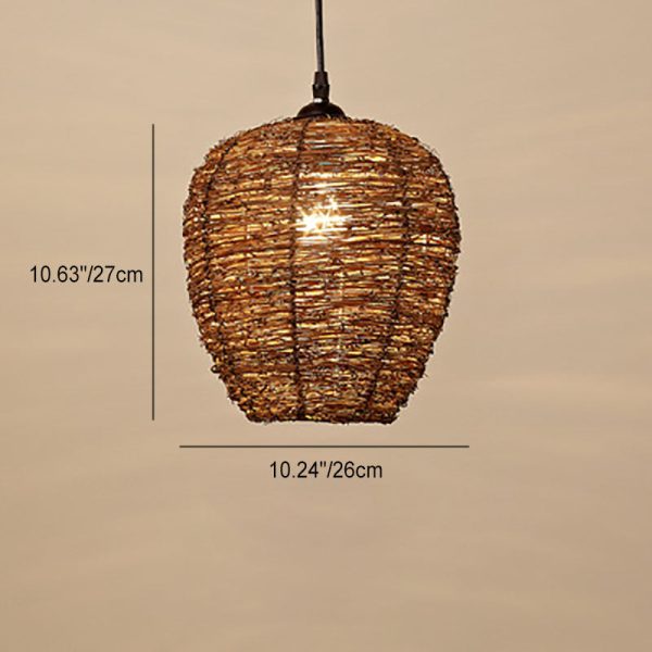 Retro Rattan Weaving Dome 1-Light Pendant Light - Image 10