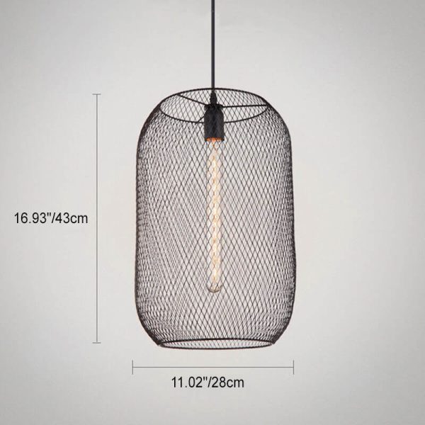 Industrial Creative Cylindrical Iron Mesh 1-Light Pendant Light - Image 6