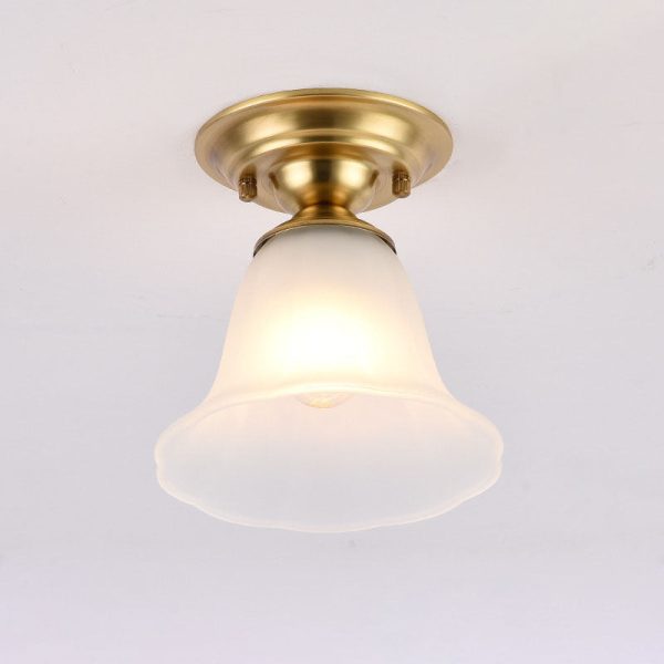 European Luxury Brass Glass Cone 1-Light Semi-Flush Mount Ceiling Light - Image 9