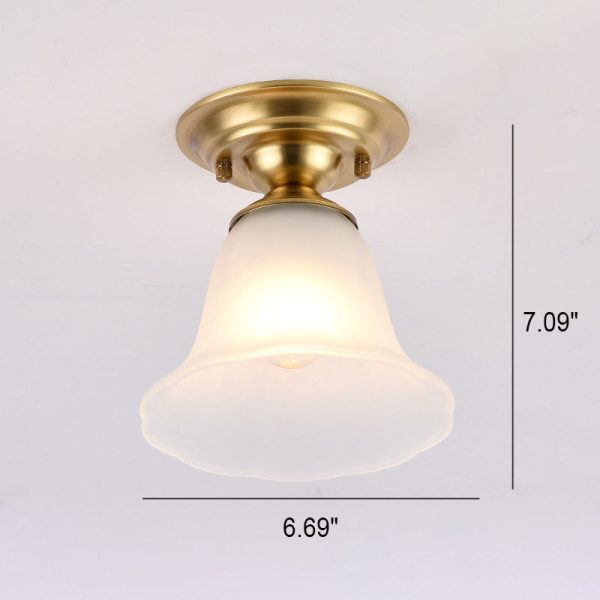 European Luxury Brass Glass Cone 1-Light Semi-Flush Mount Ceiling Light - Image 13