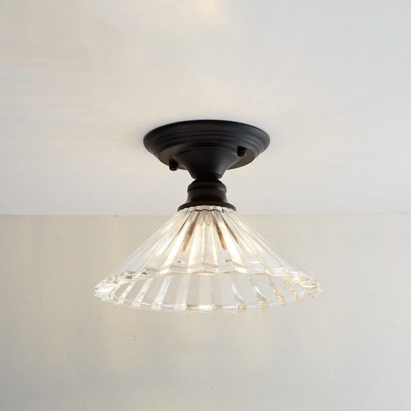 Nordic Vintage Glass Floral Round Geometry 1-Light Semi-Flush Mount Ceiling Light - Image 6