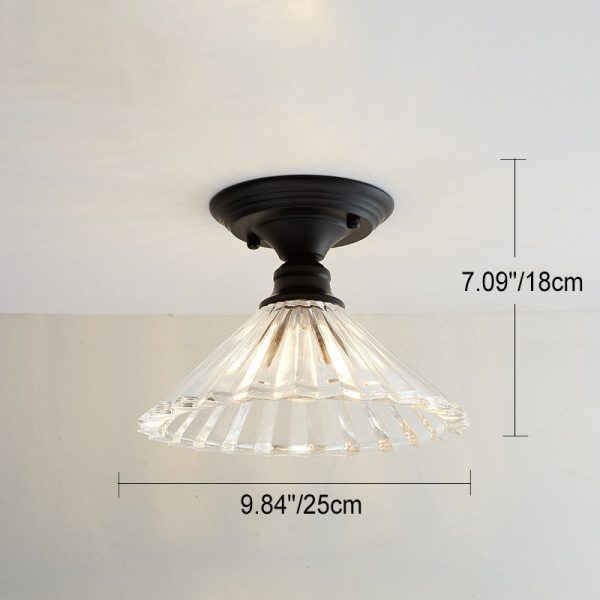 Nordic Vintage Glass Floral Round Geometry 1-Light Semi-Flush Mount Ceiling Light - Image 29