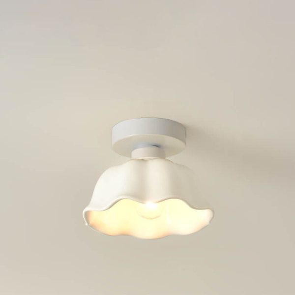 Scandinavian Modern Minimalist Iron Glass Ceramic Flower Diamond 1-Light Semi-Flush Mount Ceiling Light - Image 19