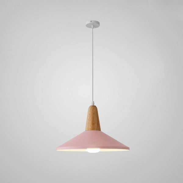 Nordic Minimalist Macaron Solid Color Aluminum Wood 1-Light Pendant Light - Image 19