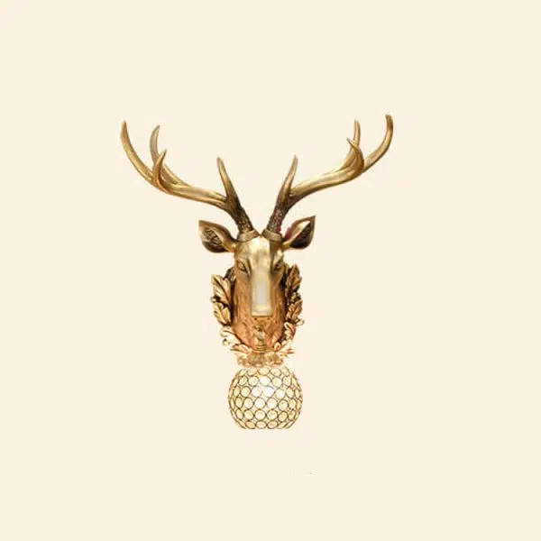 European Retro Deer Head Resin 1-Light Wall Sconce Lamp - Image 21