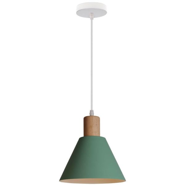 Nordic Vintage Iron Cone Wood Top 1-Light Pendant Light - Image 10