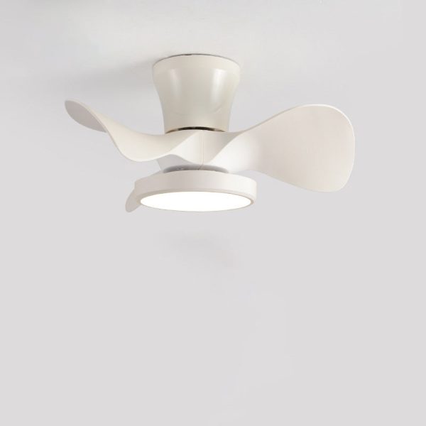 Contemporary Industrial Round Wood Grain Acrylic ABS LED Semi-Flush Mount Ceiling Fan Light For Living Room - Image 10