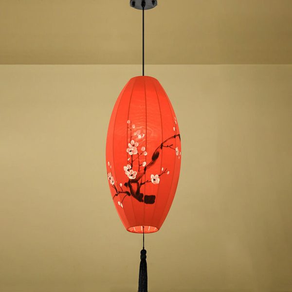 Oriental Antique Handmade Oval Lantern Fabric 1-Light Pendant Light - Image 9