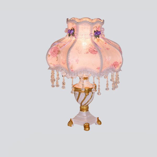 European Luxury  Fabric Lace Resin 1-Light Table Lamp - Image 5