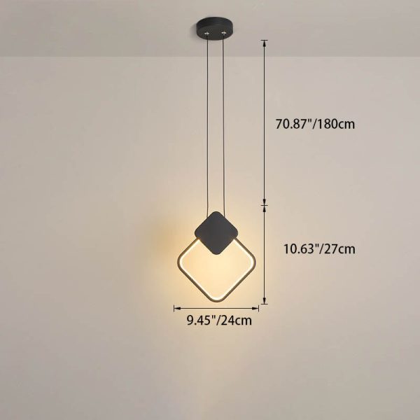 Modern Minimalist Iron Silicone Geometric Round Frame LED Pendant Light for Bedroom - Image 8
