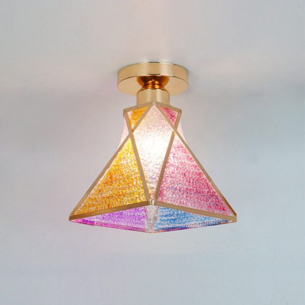 European Light Luxury Glass Gold 1-Light Semi-Flush Mount Ceiling Light - Image 5