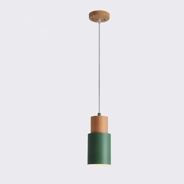 Contemporary Nordic Cylinder Hardware Wood 1-Light Pendant Light For Living Room - Image 11