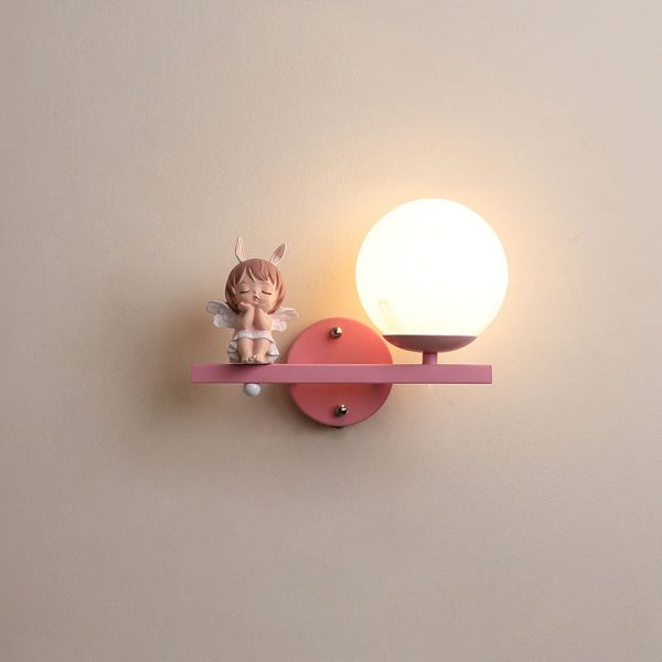 Contemporary Creative Kids Girls Unicorn Orb Resin Iron Glass 1-Light Wall Sconce Lamp For Bedroom - Image 16