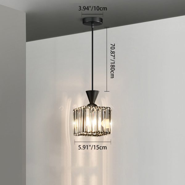 Contemporary Luxury Radiant Prismatic Clear Crystal Shade 1-Light Pendant Light For Living Room - Image 7