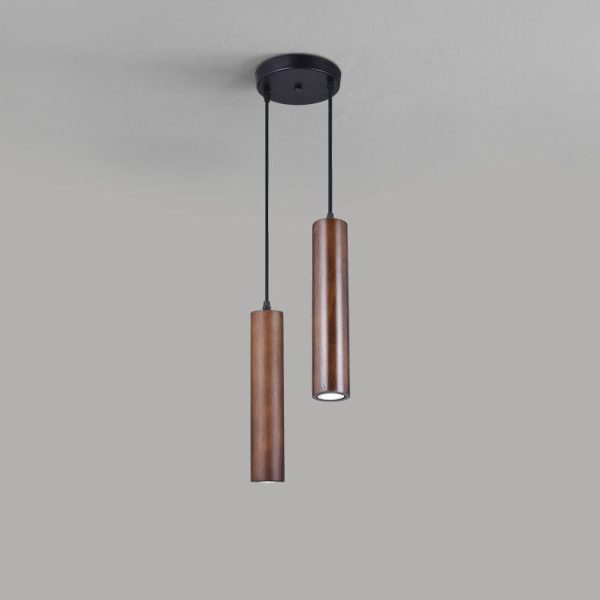Modern Minimalist Wood Cylinder LED Pendant Light - Image 12
