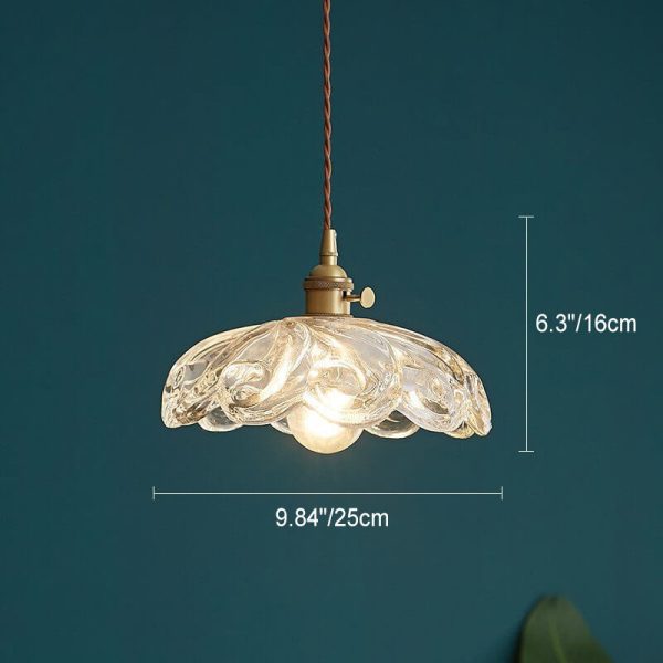 Nordic Vintage Floral Glass Brass 1-Light Pendant Light - Image 14