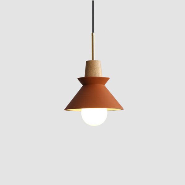 Nordic Minimalist Macaron Wood Cement  1-Light Pendant Light - Image 10