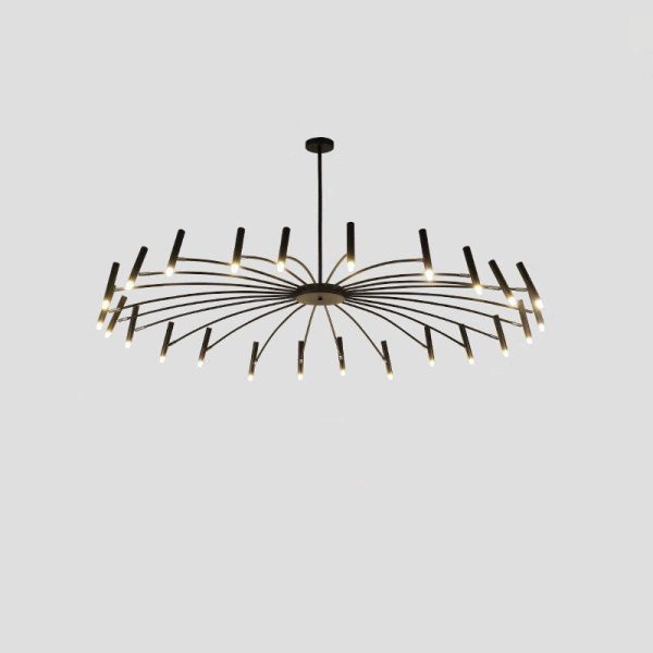 Contemporary Scandinavian Round Radioactive Iron Aluminum 12/24 Light Chandelier For Living Room - Image 26