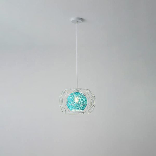 Nordic Creative Weaving Hemp Ball Iron Drum 1-Light Pendant Light - Image 14