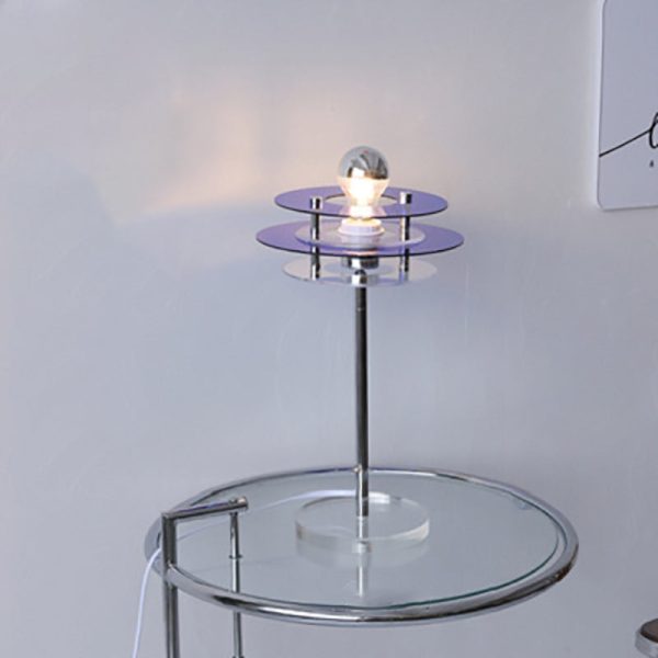 Modern Mid-Century Round Flying Saucer Iron Acrylic 1-Light Table Lamp For Bedroom - Image 13