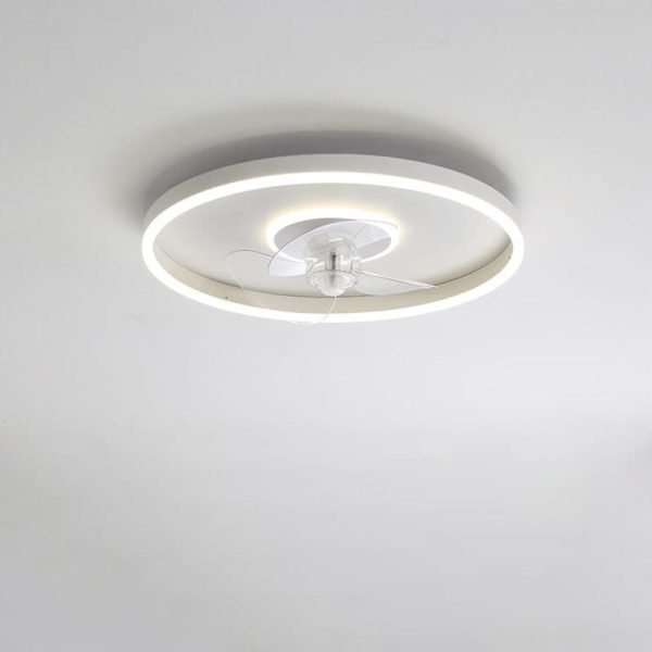 Nordic Minimalist Round Invisible LED Flush Mount Ceiling Fan Light - Image 3