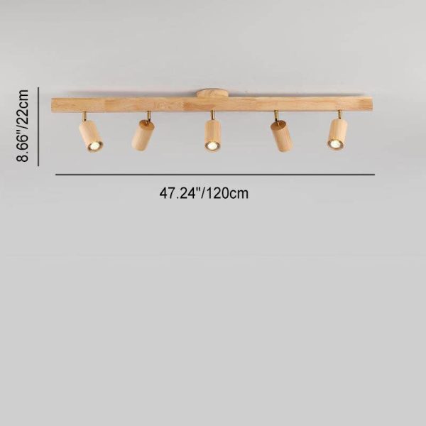 Japanese Minimalist Wooden Track Lighting LED 2/3/4/5 Light Semi-Flush Mount Ceiling Light - Image 11