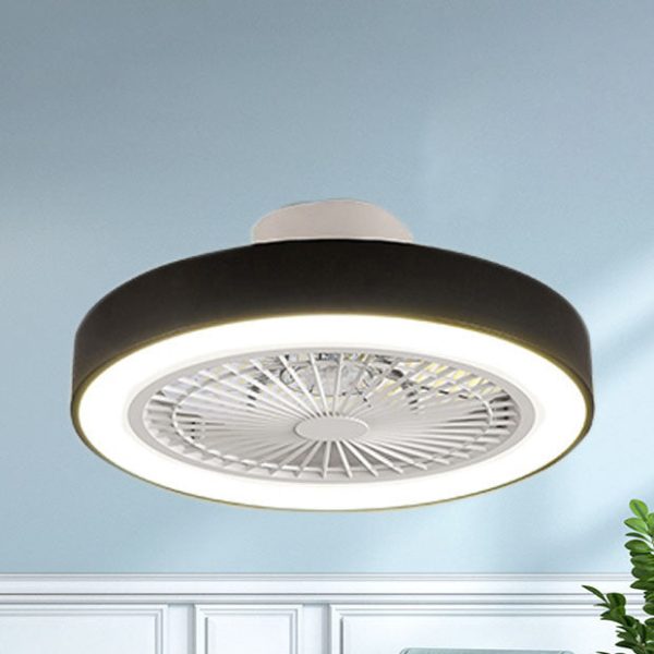 Modern Minimalist Solid Color Iron Copper LED Flush Mount Ceiling Fan Light - Image 5