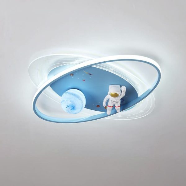 Childlike Cartoon Resin Astronaut Round Acrylic LED Flush Mount Ceiling Light - Image 4