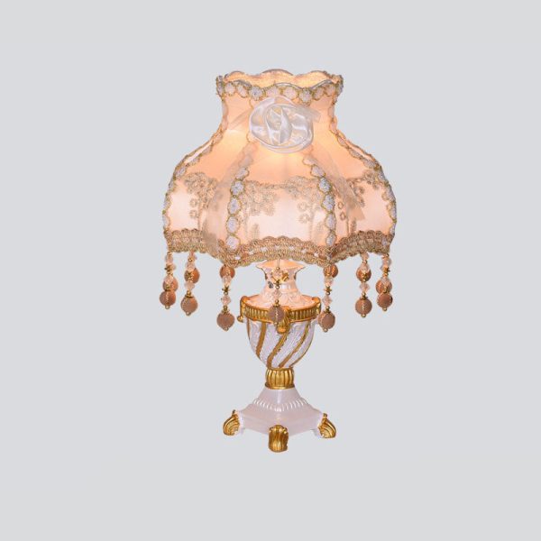 European Luxury  Fabric Lace Resin 1-Light Table Lamp - Image 6