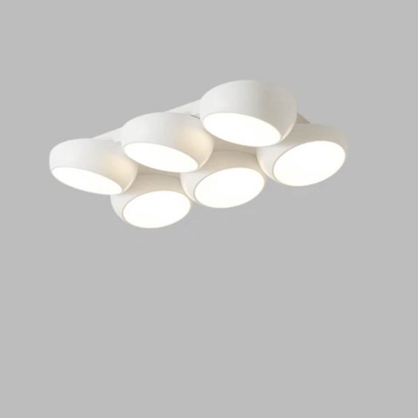 Scandinavian Modern Minimalist Iron Plastic Round LED Semi-Flush Mount Ceiling Light - Image 21