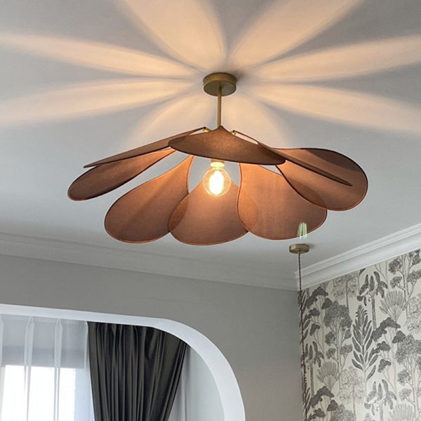 Contemporary Boho Petal Fabric Lampshade 1-Light Pendant Light For Living Room - Image 3