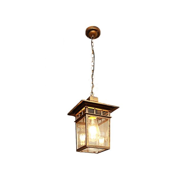 Outdoor European Square Cage Aluminum Glass 1-Light Waterproof Patio Pendant Light - Image 12