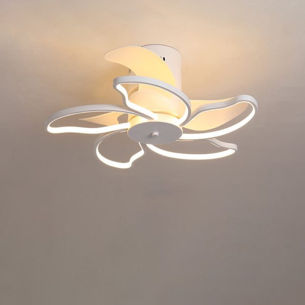 Nordic Minimalist Petal Shaped LED Semi-Flush Mount Ceiling Fan Light - Image 16