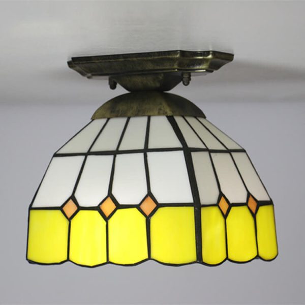 Tiffany Stained Glass Dome 1-Light Semi-Flush Mount Ceiling Light - Image 22