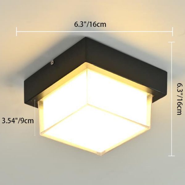 Modern Minimalist Die-Cast Aluminum Square Round Outdoor LED Flush Mount Ceiling Light - Image 4