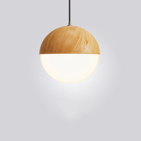 Japanese Wood Grain Round Oval Iron 1-Light Pendant Light - Image 18