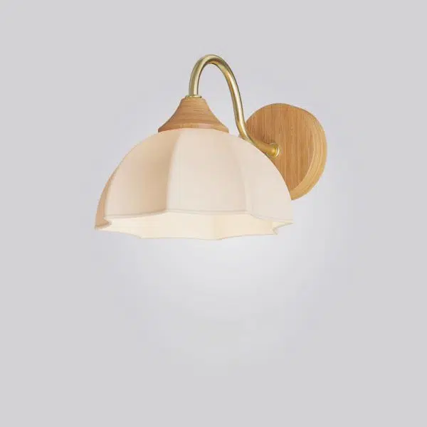 Nordic Striped Glass Round Log Wood 1-Light Wall Sconce Lamp - Image 16