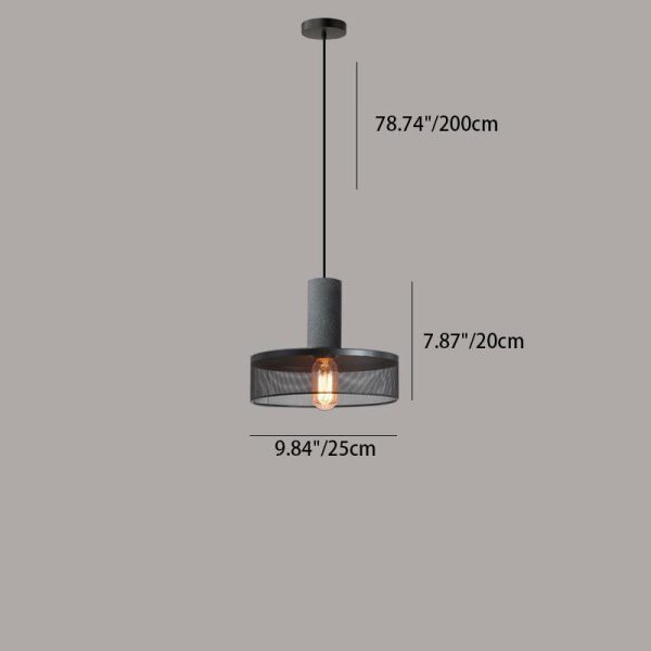 Contemporary Industrial Cylindrical Tapered Cement Iron 1-Light Pendant Light For Living Room - Image 6