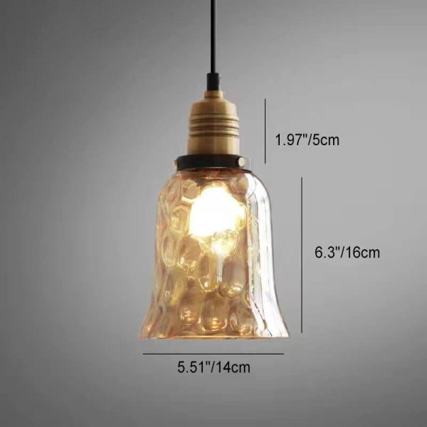 Nordic Vintage Amber Water Pattern Glass Dome 1-Light Pendant Light - Image 14