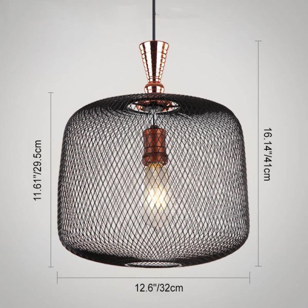 Industrial Creative Cylindrical Iron Mesh 1-Light Pendant Light - Image 7