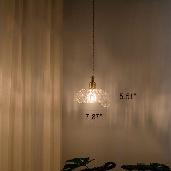Nordic Vintage Clear Glass Flower Shape Brass 1-Light Pendant Light - Image 12